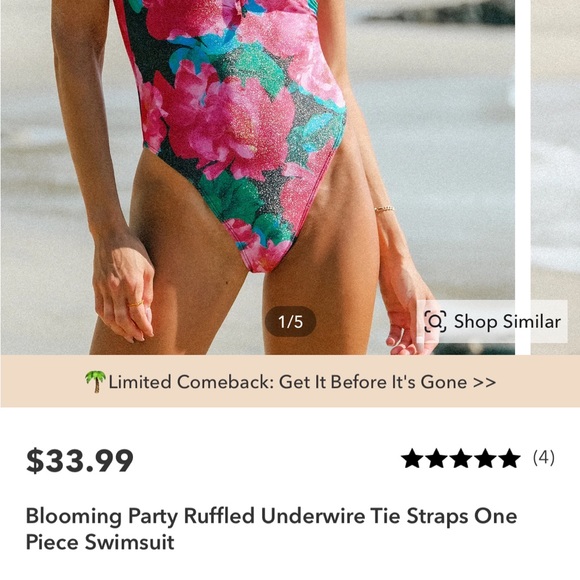 Underwire tie strap one piece - Picture 4 of 10